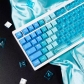 90+114 Hawaii Snow Mountain PBT+PC Semitransparent Backlit Cool Keycaps Set Screen Printing for Cherry MX Mechanical Keyboard